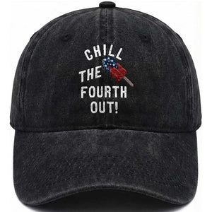 American Flag Popsicle Washed Cotton Baseball Cap Chill The Fourth Out TS12 Print Your Wear