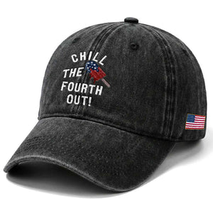 American Flag Popsicle Washed Cotton Baseball Cap Chill The Fourth Out TS12 Print Your Wear