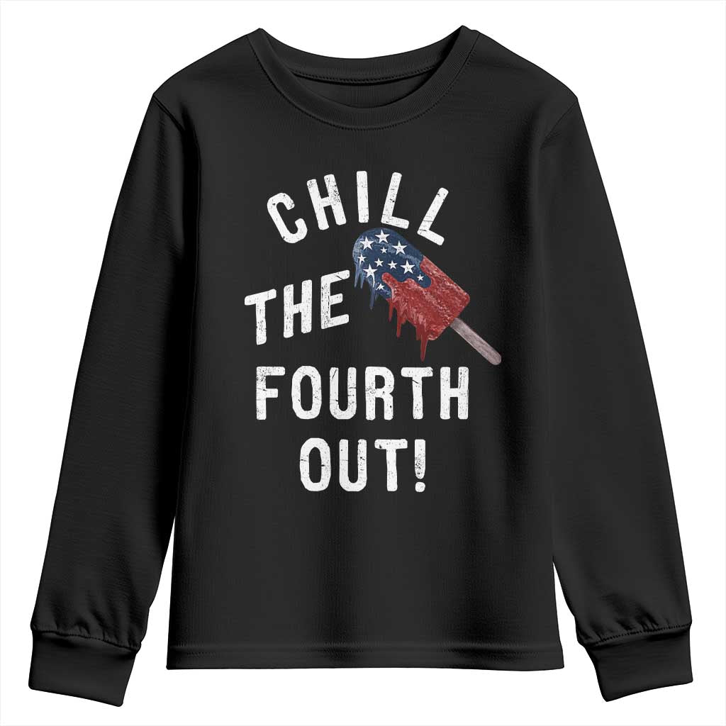 American Flag Popsicle Youth Sweatshirt Chill The Fourth Out TS12 Black Print Your Wear