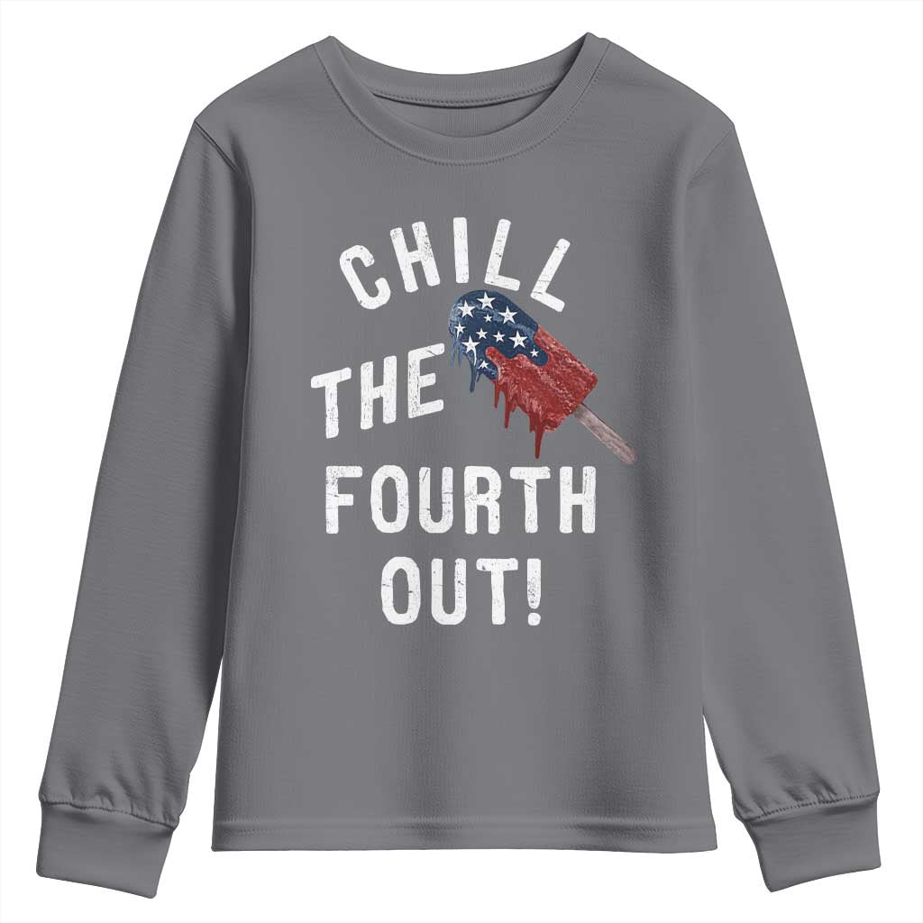 American Flag Popsicle Youth Sweatshirt Chill The Fourth Out TS12 Charcoal Print Your Wear