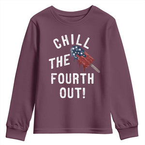 American Flag Popsicle Youth Sweatshirt Chill The Fourth Out TS12 Maroon Print Your Wear