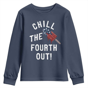 American Flag Popsicle Youth Sweatshirt Chill The Fourth Out TS12 Navy Print Your Wear