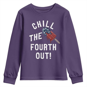 American Flag Popsicle Youth Sweatshirt Chill The Fourth Out TS12 Purple Print Your Wear