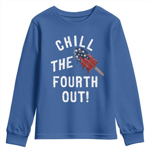 American Flag Popsicle Youth Sweatshirt Chill The Fourth Out TS12 Royal Blue Print Your Wear