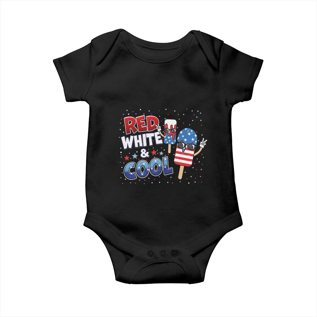 American Flag Popsicle Baby Onesie Red White And Cool TS12 Black Print Your Wear