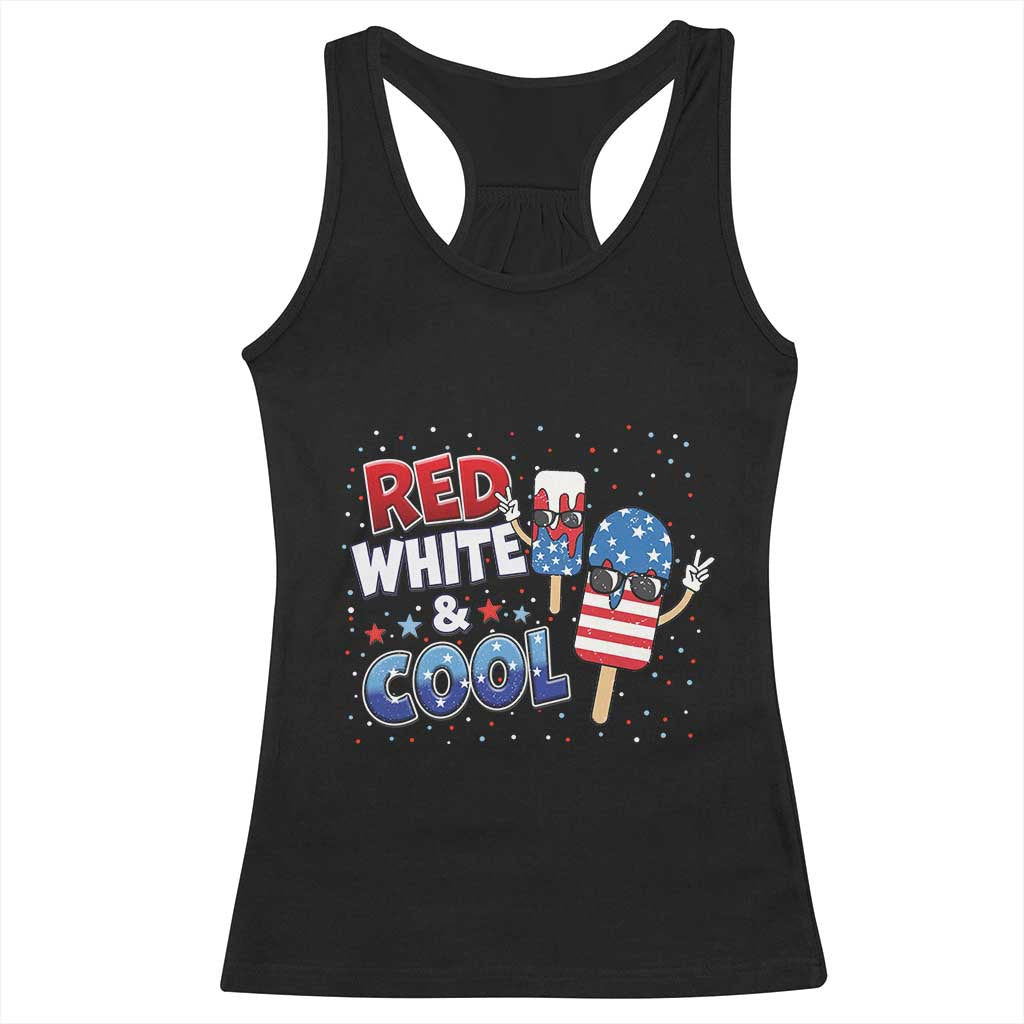 American Flag Popsicle Racerback Tank Top Red White And Cool TS12 Black Print Your Wear