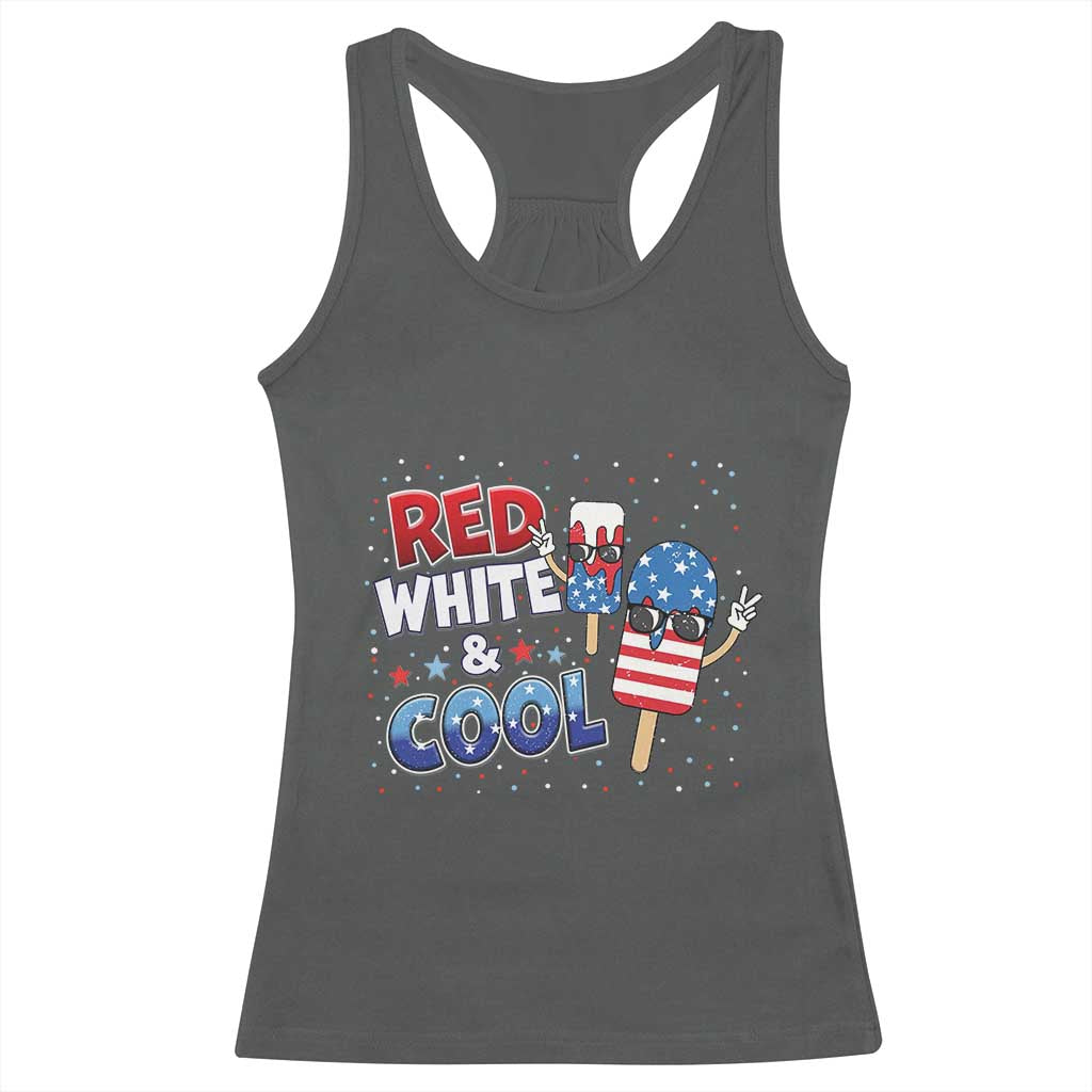 American Flag Popsicle Racerback Tank Top Red White And Cool TS12 Dark Heather Print Your Wear