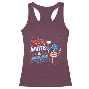 American Flag Popsicle Racerback Tank Top Red White And Cool TS12 Maroon Print Your Wear