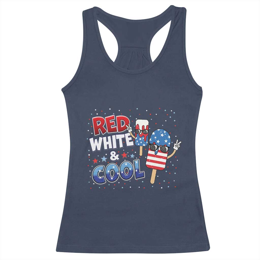 American Flag Popsicle Racerback Tank Top Red White And Cool TS12 Navy Print Your Wear