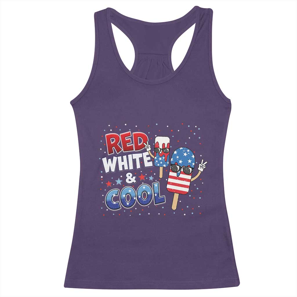American Flag Popsicle Racerback Tank Top Red White And Cool TS12 Purple Print Your Wear
