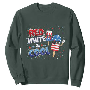 American Flag Popsicle Sweatshirt Red White And Cool TS12 Dark Forest Green Print Your Wear