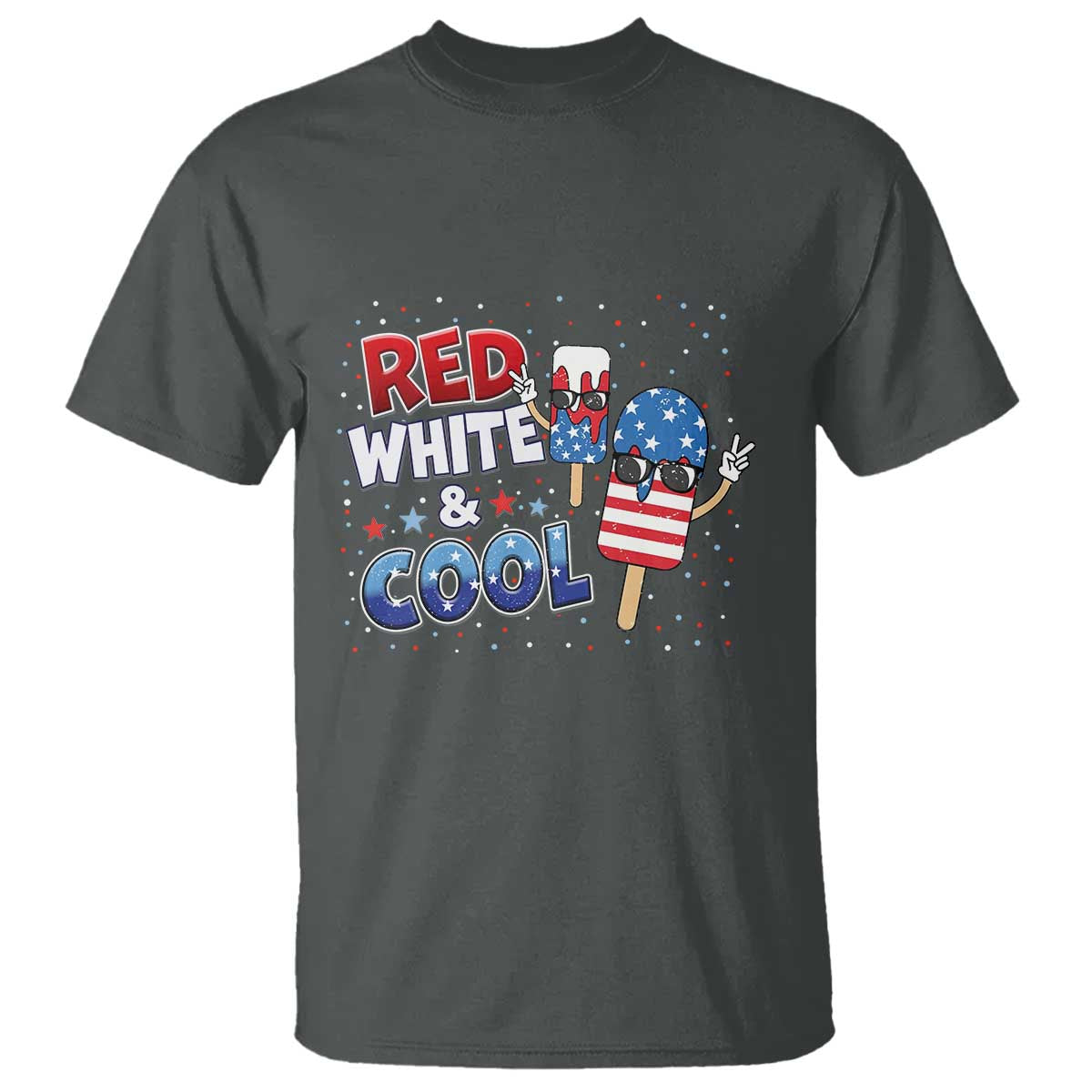 American Flag Popsicle T Shirt Red White And Cool TS12 Dark Heather Print Your Wear