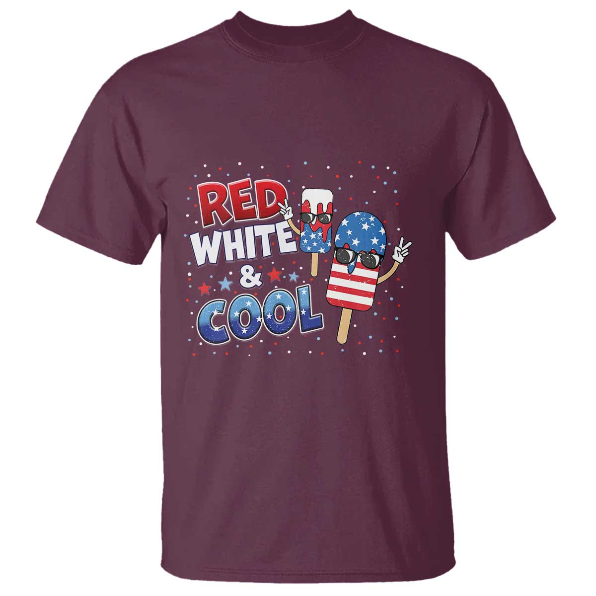 American Flag Popsicle T Shirt Red White And Cool TS12 Maroon Print Your Wear