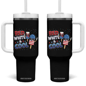 American Flag Popsicle Tumbler With Handle Red White And Cool TS12 One Size: 40 oz Black Print Your Wear