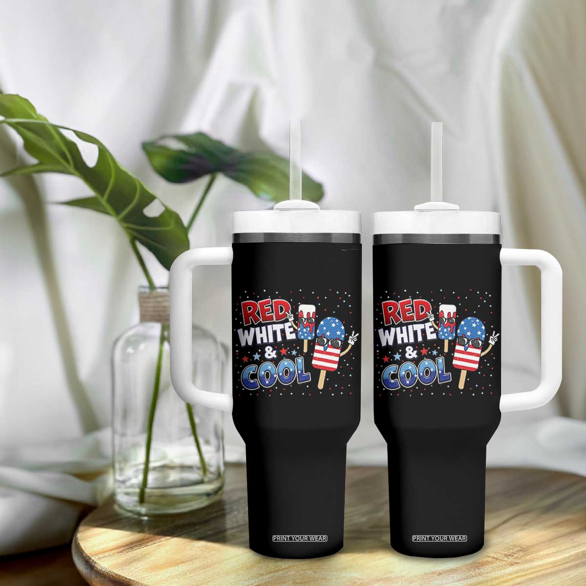American Flag Popsicle Tumbler With Handle Red White And Cool TS12 Print Your Wear