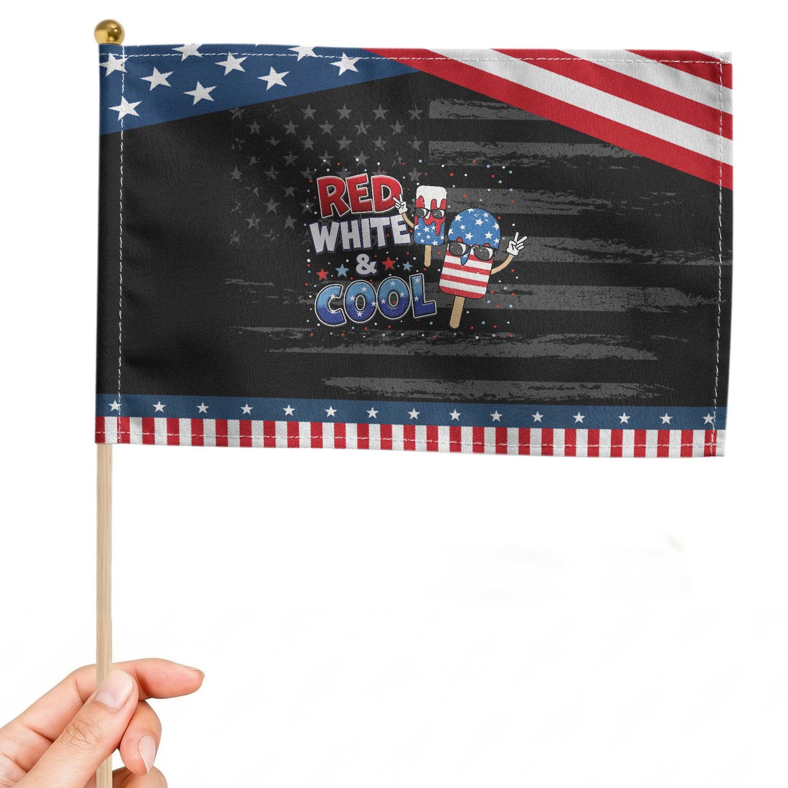 American Flag Popsicle Patriotic Handheld Flag Red White And Cool TS12 Distressed 8.2