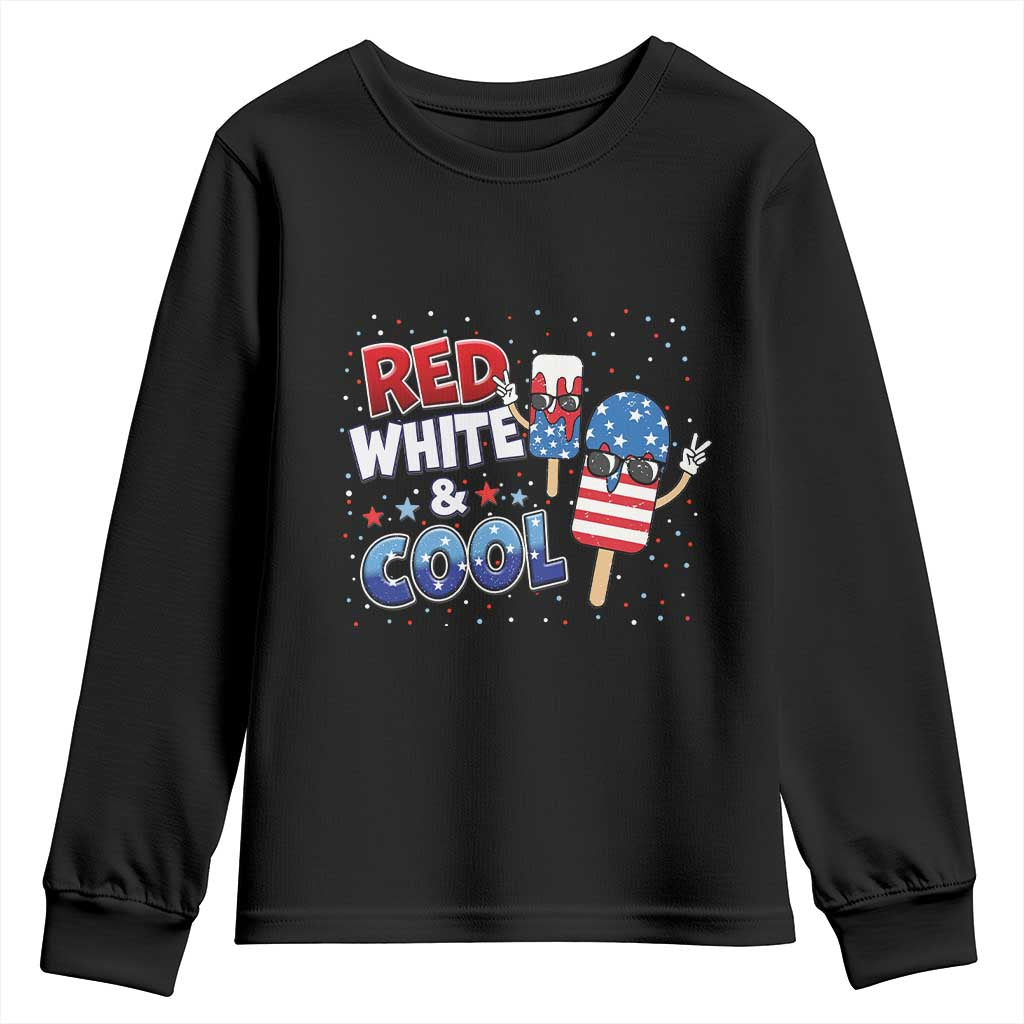 American Flag Popsicle Youth Sweatshirt Red White And Cool TS12 Black Print Your Wear