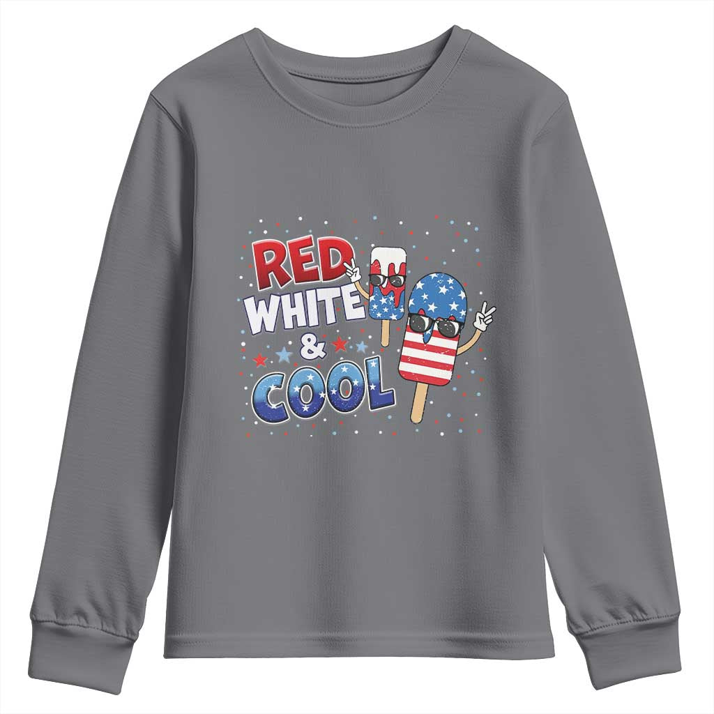 American Flag Popsicle Youth Sweatshirt Red White And Cool TS12 Charcoal Print Your Wear