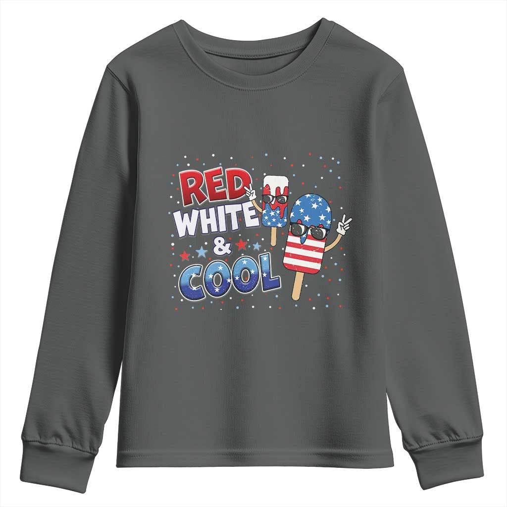 American Flag Popsicle Youth Sweatshirt Red White And Cool TS12 Dark Heather Print Your Wear