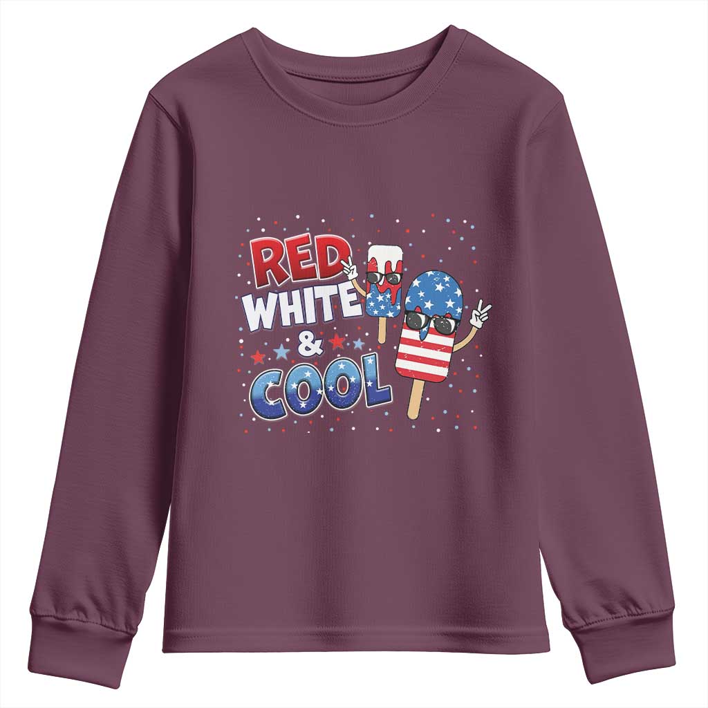 American Flag Popsicle Youth Sweatshirt Red White And Cool TS12 Maroon Print Your Wear