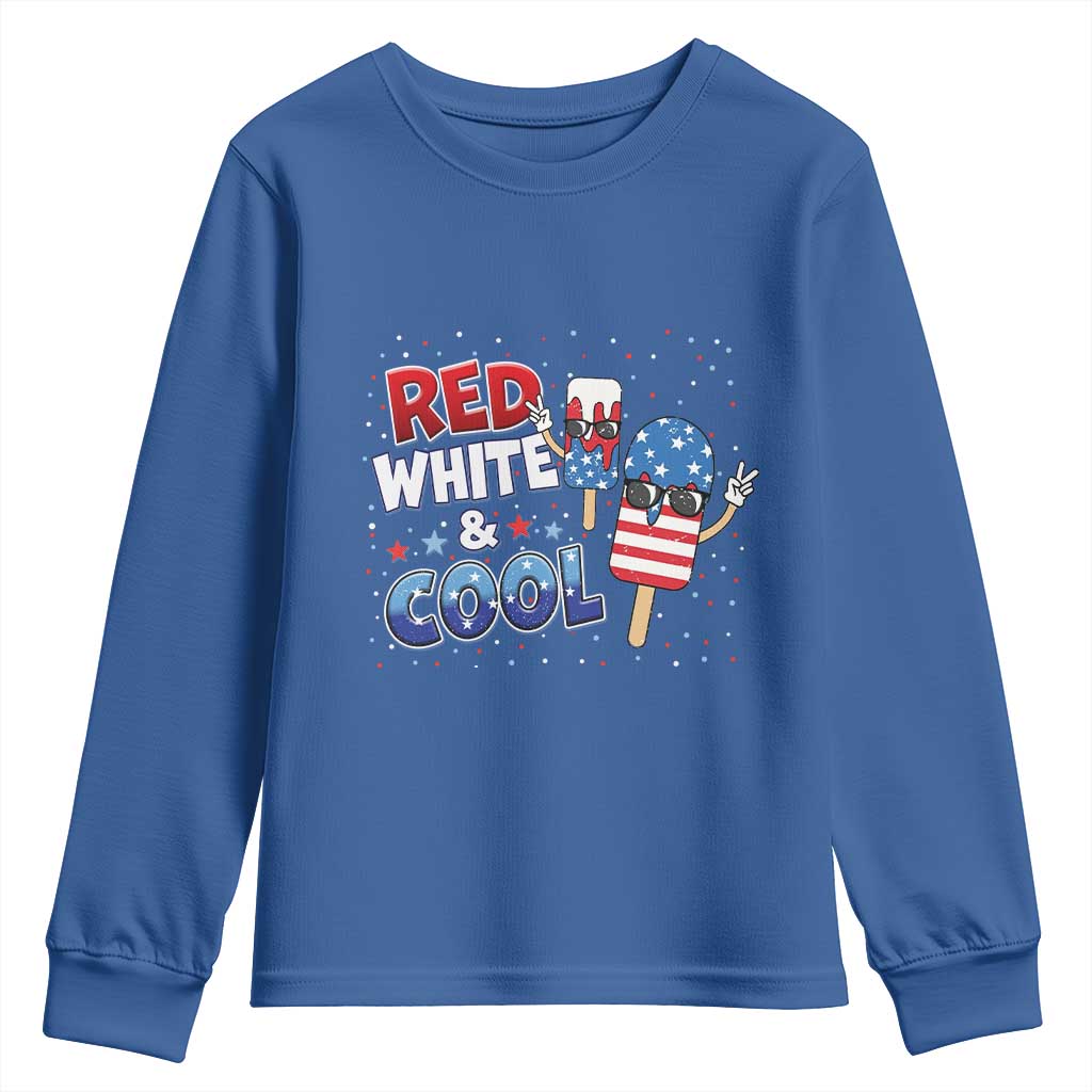 American Flag Popsicle Youth Sweatshirt Red White And Cool TS12 Royal Blue Print Your Wear
