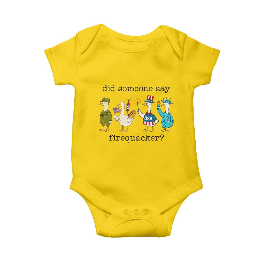 Funny Duck 4th Of July Baby Onesie Did Someone Say Firequacker TS12 Daisy Print Your Wear
