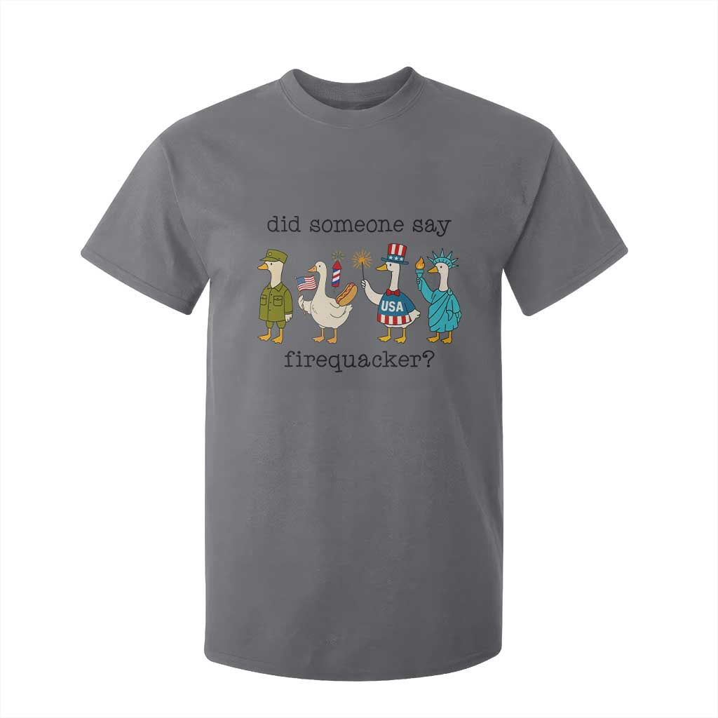 Funny Duck 4th Of July T Shirt For Kid Did Someone Say Firequacker TS12 Charcoal Print Your Wear