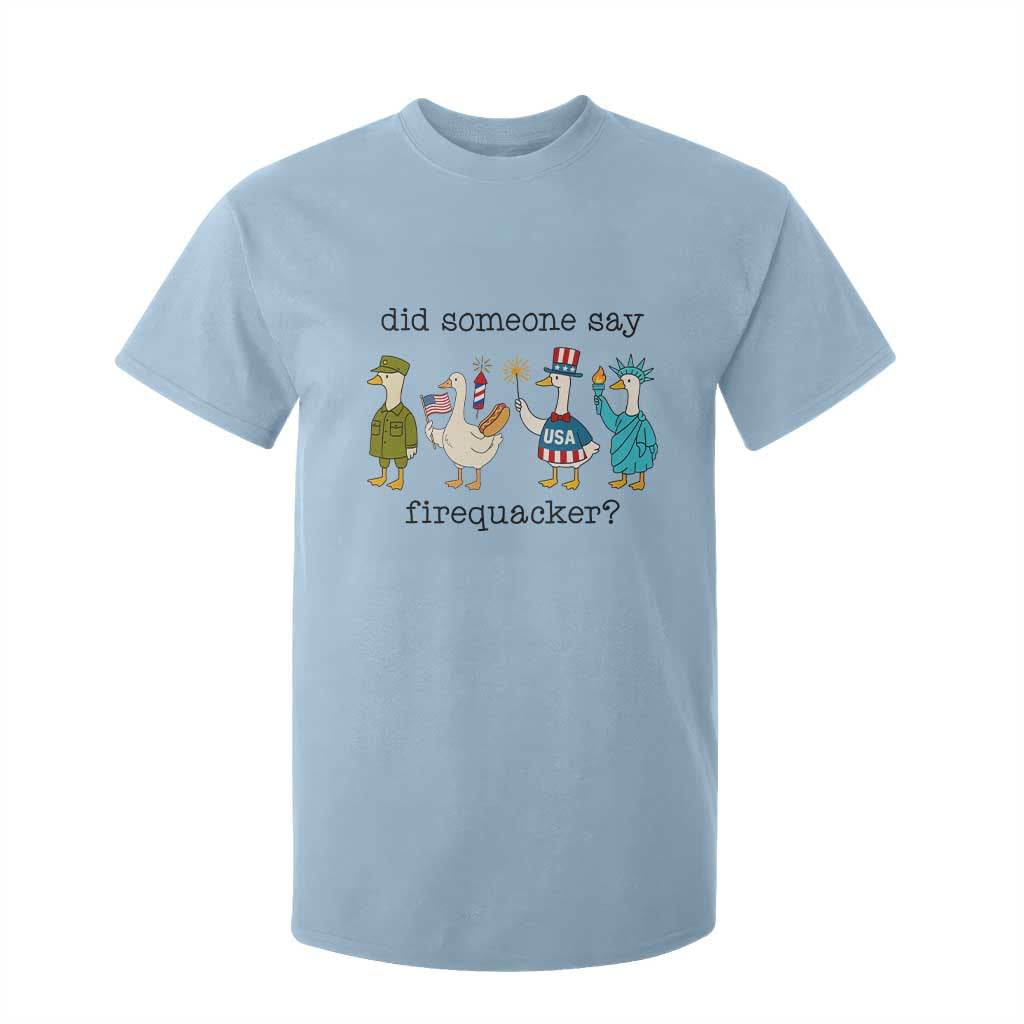 Funny Duck 4th Of July T Shirt For Kid Did Someone Say Firequacker TS12 Light Blue Print Your Wear