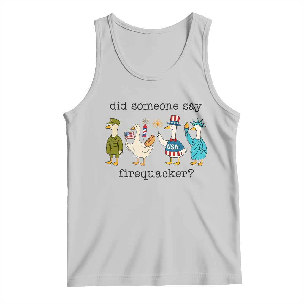 Funny Duck 4th Of July Tank Top Did Someone Say Firequacker TS12 Ash Print Your Wear