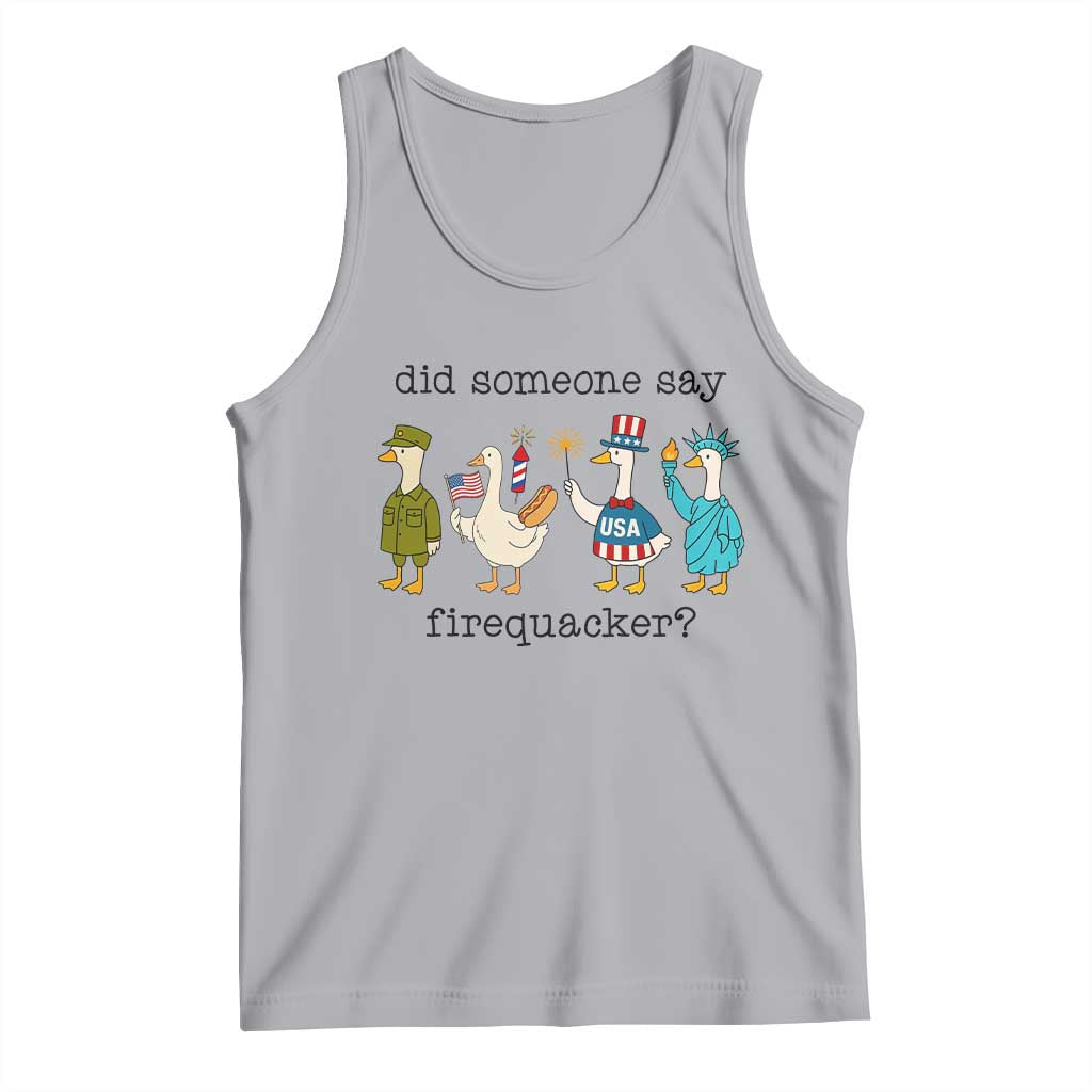 Funny Duck 4th Of July Tank Top Did Someone Say Firequacker TS12 Athletic Heather Print Your Wear