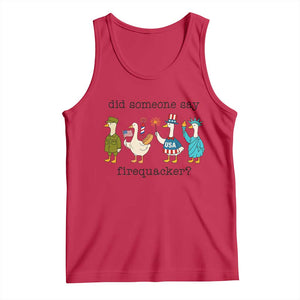 Funny Duck 4th Of July Tank Top Did Someone Say Firequacker TS12 Red Print Your Wear