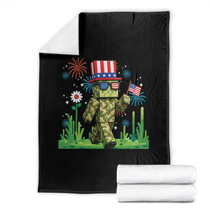 4th Of July Gamer Throw Blanket Pixel Art US Flag Gaming TS12 Black Print Your Wear