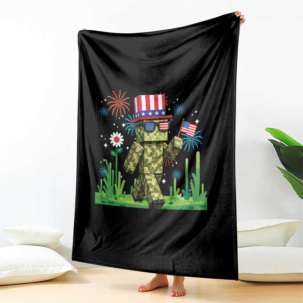 4th Of July Gamer Throw Blanket Pixel Art US Flag Gaming TS12 Print Your Wear