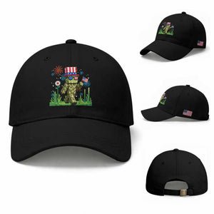 4th Of July Gamer Baseball Cap Pixel Art US Flag Gaming TS12 Baseball Cap Universal Fit Black Print Your Wear