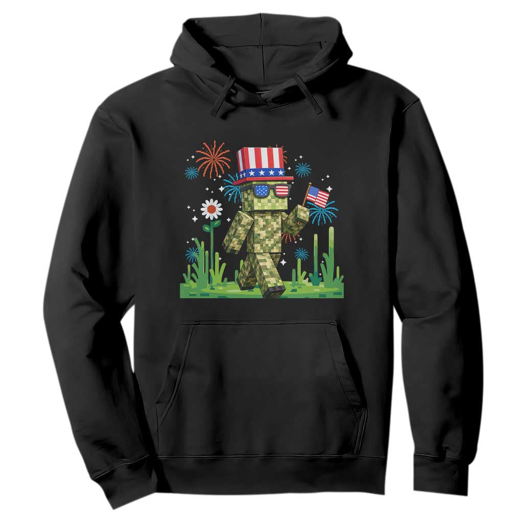 4th Of July Gamer Hoodie Pixel Art US Flag Gaming TS12 Black Print Your Wear