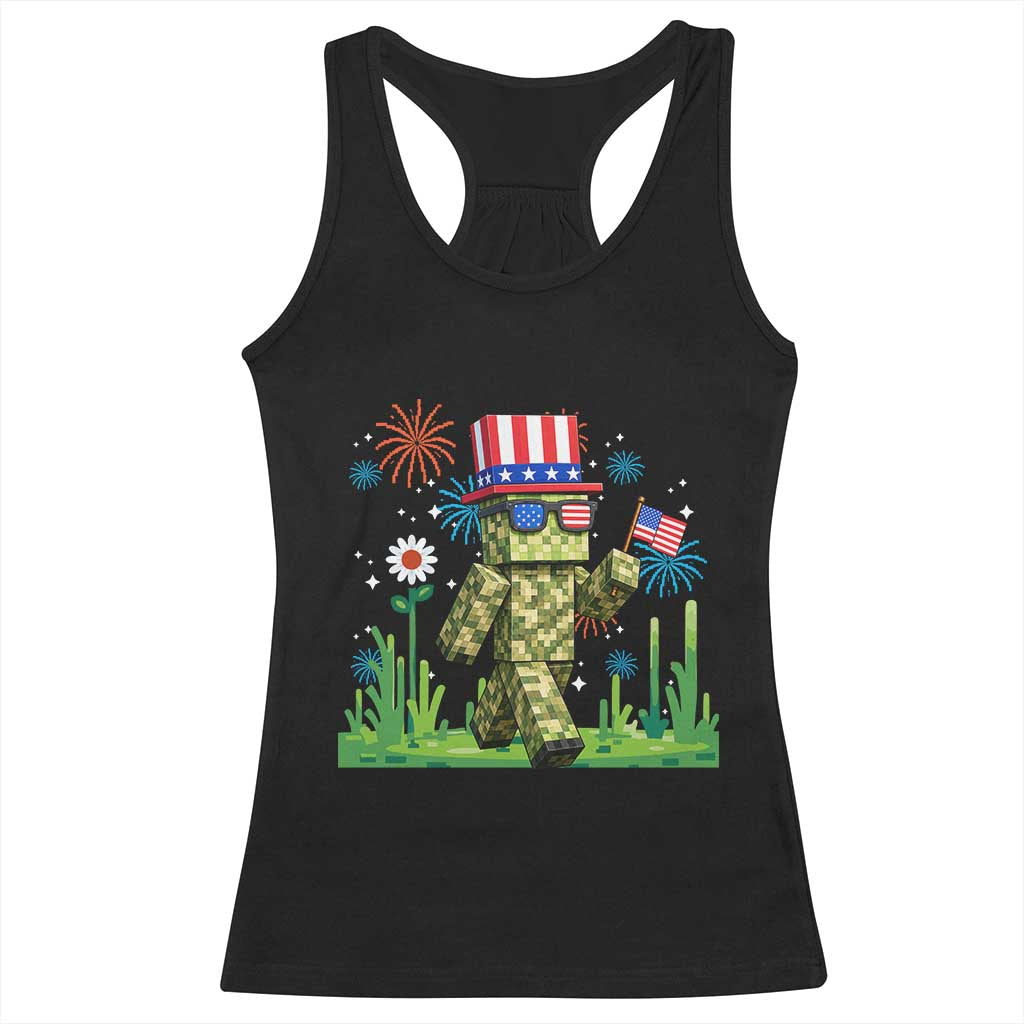 4th Of July Gamer Racerback Tank Top Pixel Art US Flag Gaming TS12 Black Print Your Wear