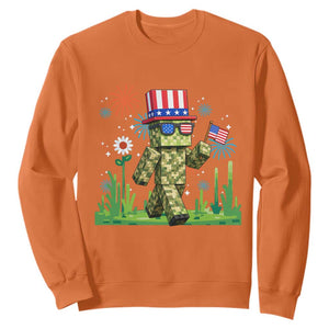 4th Of July Gamer Sweatshirt Pixel Art US Flag Gaming TS12 Orange Print Your Wear