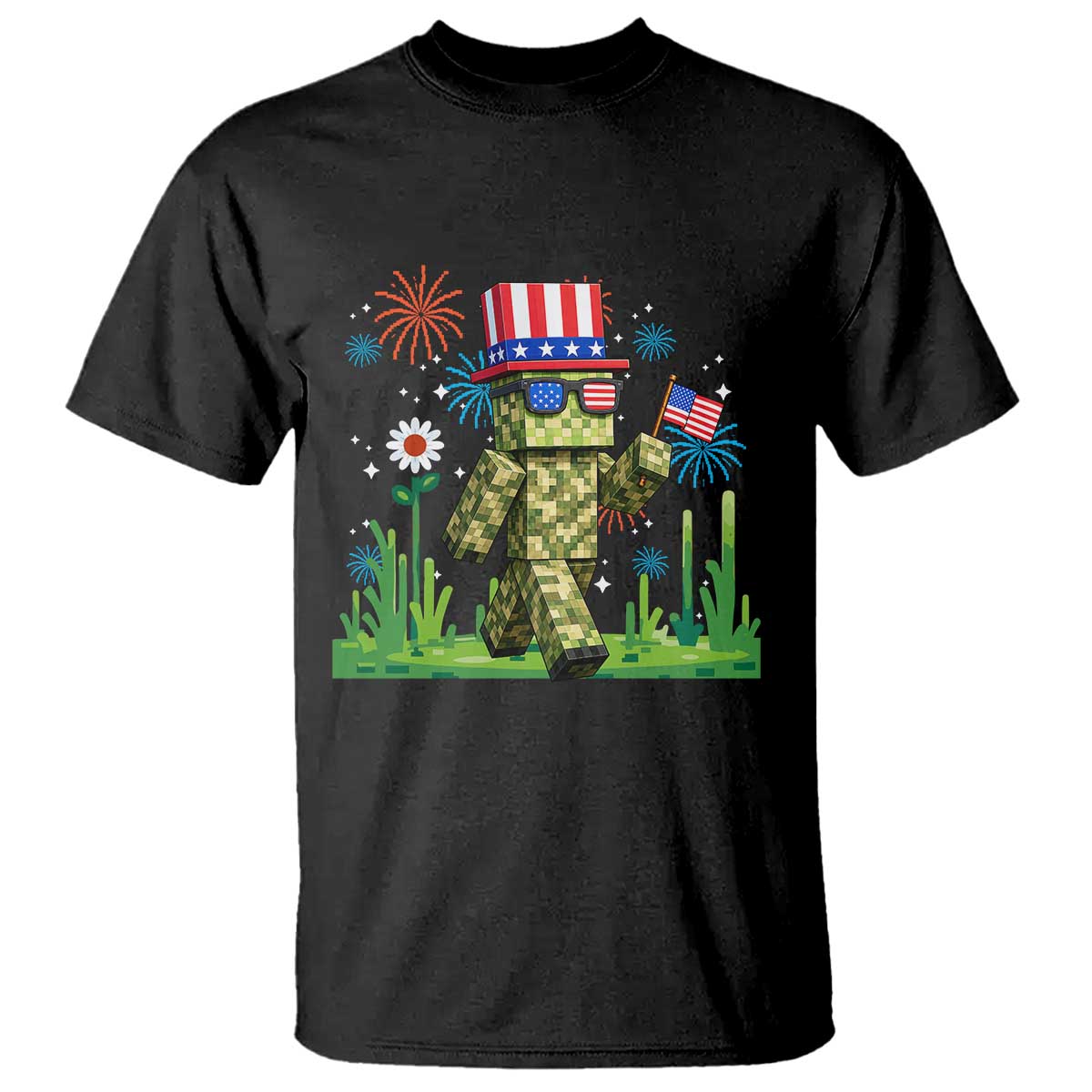 4th Of July Gamer T Shirt Pixel Art US Flag Gaming TS12 Black Print Your Wear