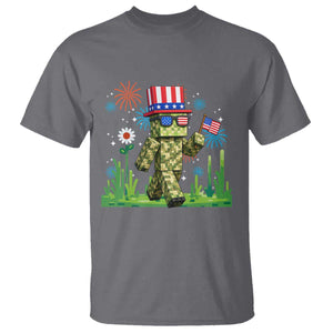 4th Of July Gamer T Shirt Pixel Art US Flag Gaming TS12 Charcoal Print Your Wear