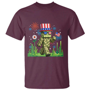 4th Of July Gamer T Shirt Pixel Art US Flag Gaming TS12 Maroon Print Your Wear