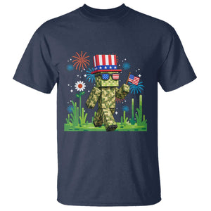 4th Of July Gamer T Shirt Pixel Art US Flag Gaming TS12 Navy Print Your Wear