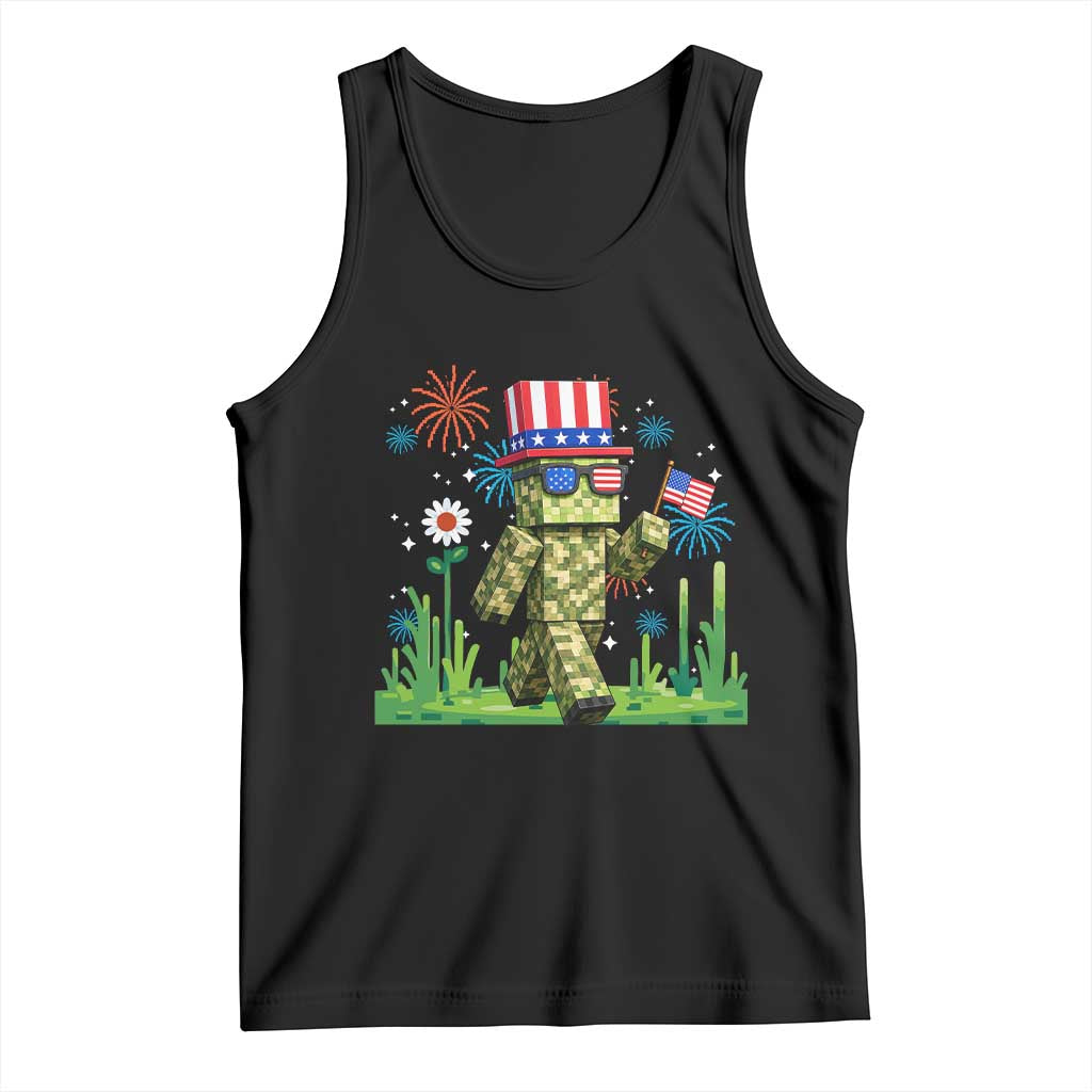 4th Of July Gamer Tank Top Pixel Art US Flag Gaming TS12 Black Print Your Wear