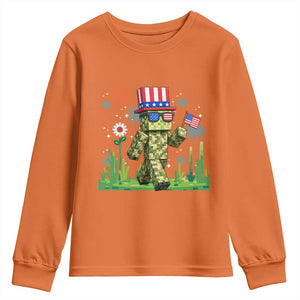 4th Of July Gamer Youth Sweatshirt Pixel Art US Flag Gaming TS12 Orange Print Your Wear