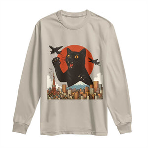 Funny Giant Cat Monster Roaring Tokyo Japan Long Sleeve Shirt TS12 Sand Print Your Wear