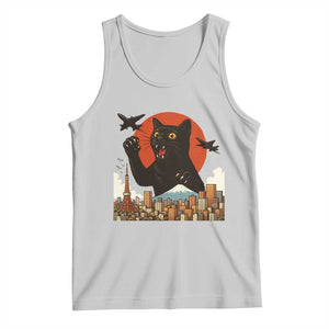 Funny Giant Cat Monster Roaring Tokyo Japan Tank Top TS12 Ash Print Your Wear