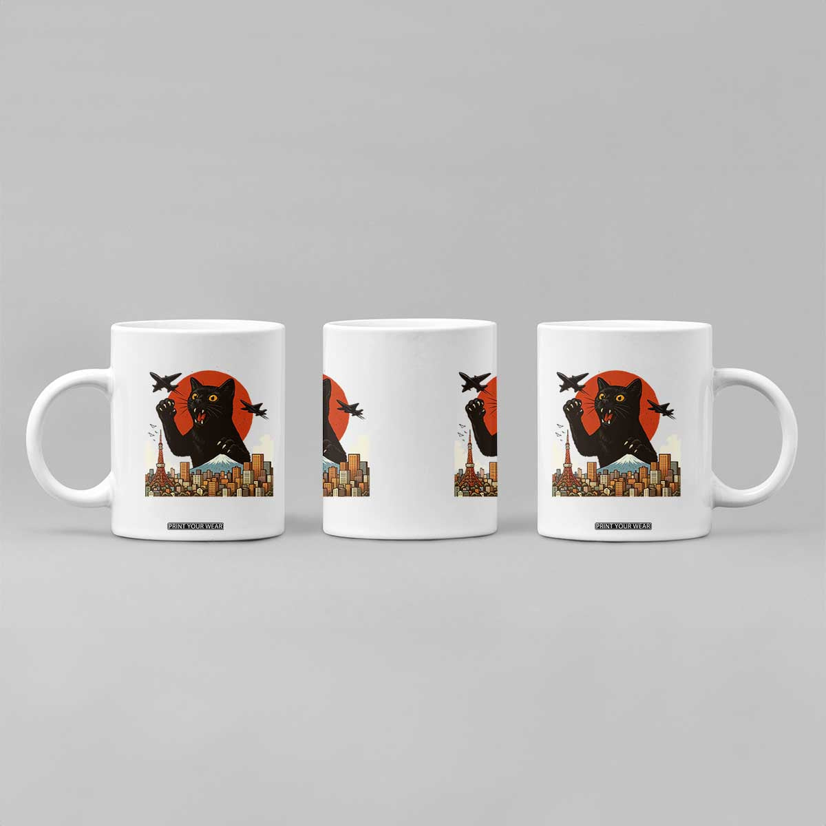 Funny Giant Cat Monster Roaring Tokyo Japan Coffee Mug TS12 Print Your Wear
