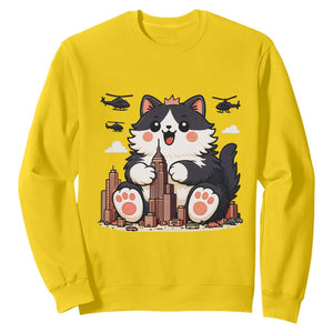 Funny Giant Cat Monster Invades City Sweatshirt Cat Lover Gift TS12 Daisy Print Your Wear