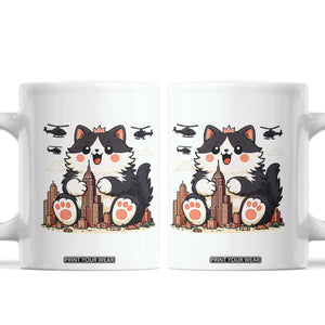 Funny Giant Cat Monster Invades City Coffee Mug Cat Lover Gift TS12 White Print Your Wear