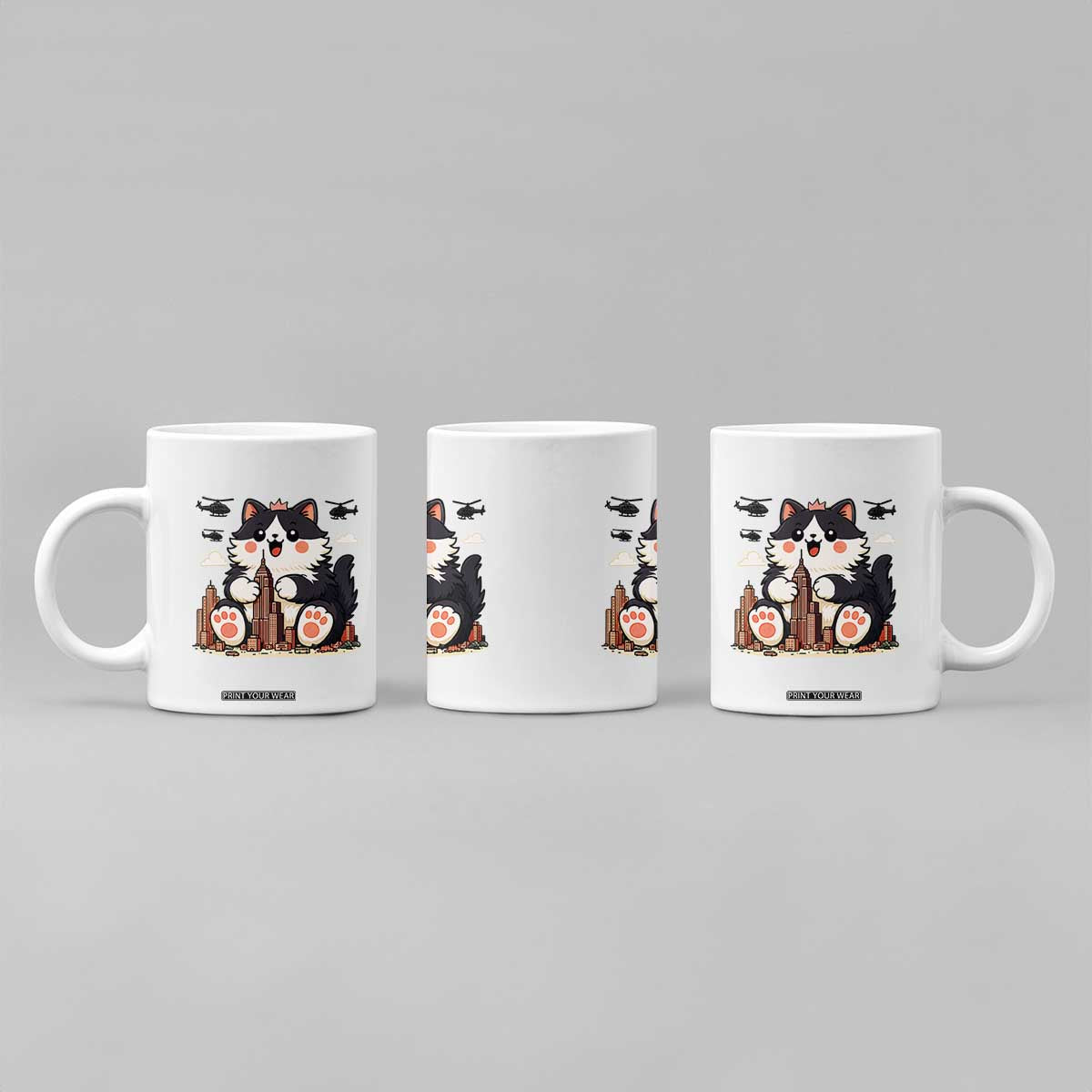 Funny Giant Cat Monster Invades City Coffee Mug Cat Lover Gift TS12 Print Your Wear
