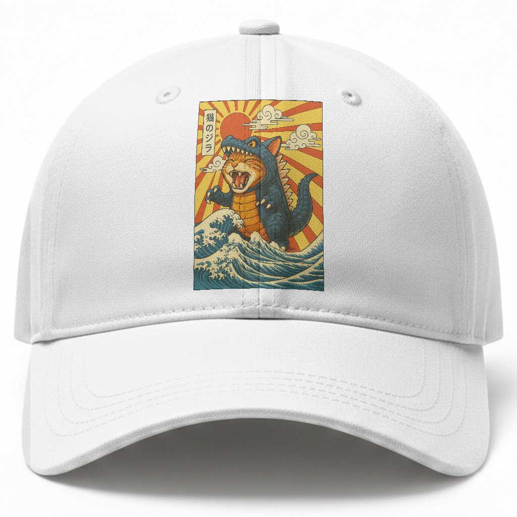 Kawaii Cat Monster Japanese Sun Wave Art Baseball Cap TS12 Print Your Wear